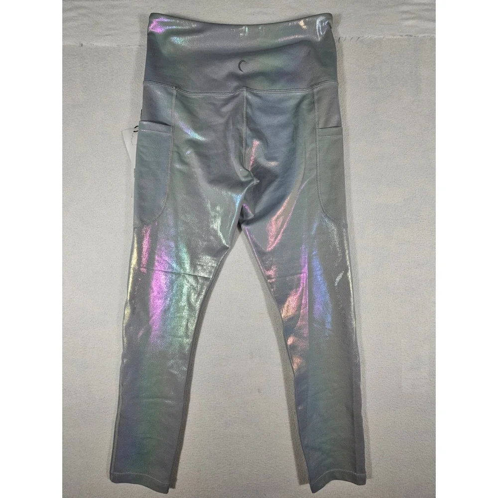 NWT‎ Zyia Active Gray Metallic Plus Pocket Light n Tight 7/8 Leggings Size 6-8